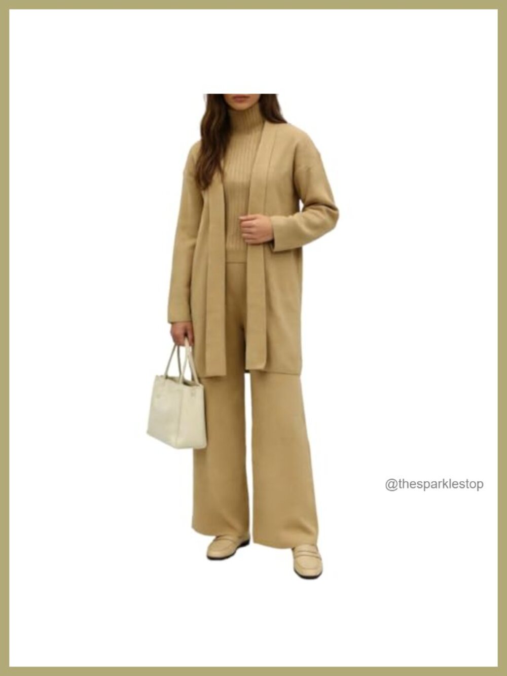 Women's 3 Piece Lounge Set Knit Cardigan Tank Joggers Comfy Travel Matching Set